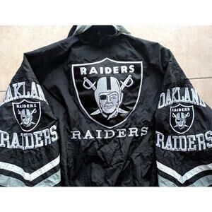 Oakland Raiders 90s STARTER windbreaker LOGOS jacket M black gray NFL Pro vtg
